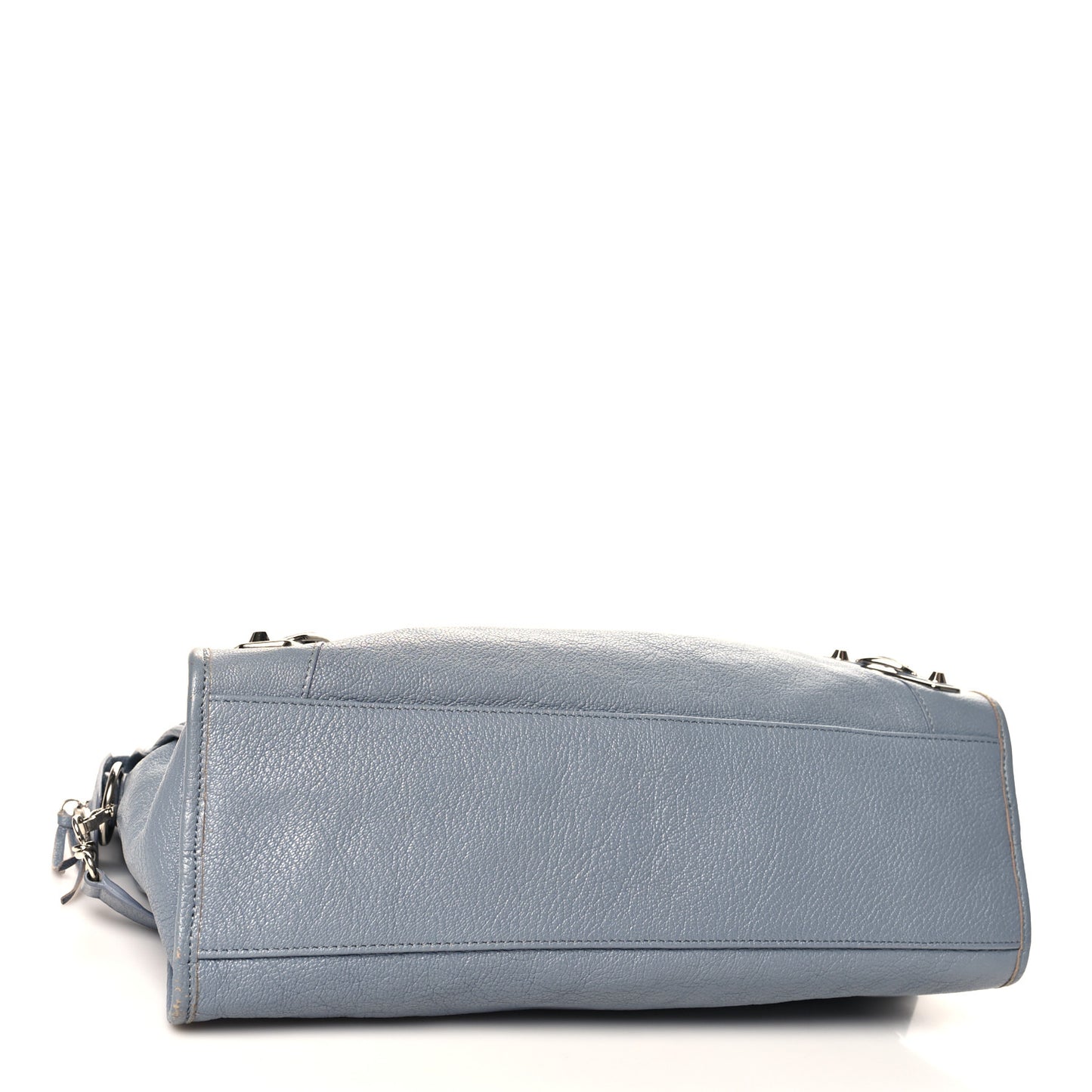 Chevre Silver Metallic Edge Hardware City Bleu Acier