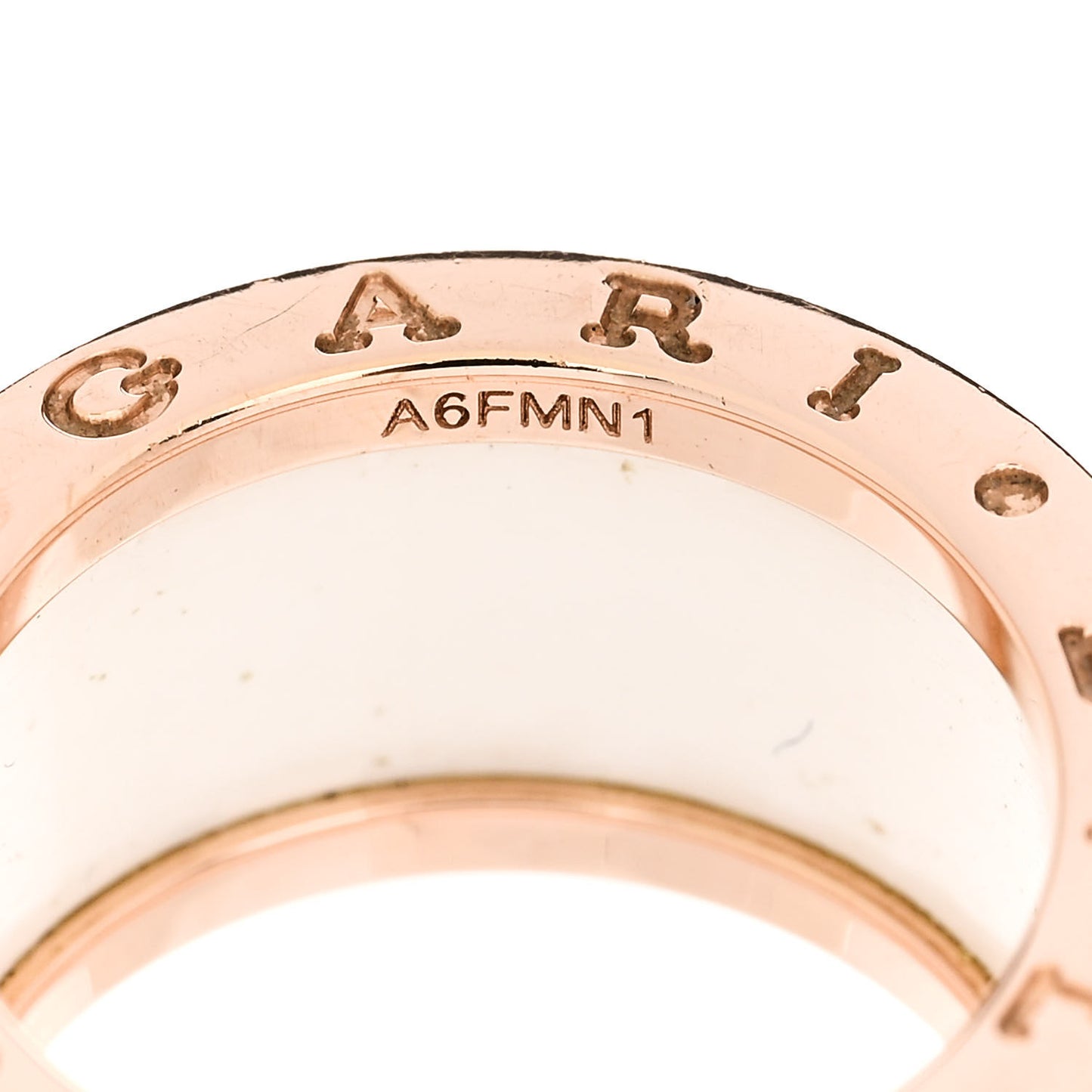 18K Rose Gold White Ceramic B.Zero1 Four-Band Ring 53 6.25