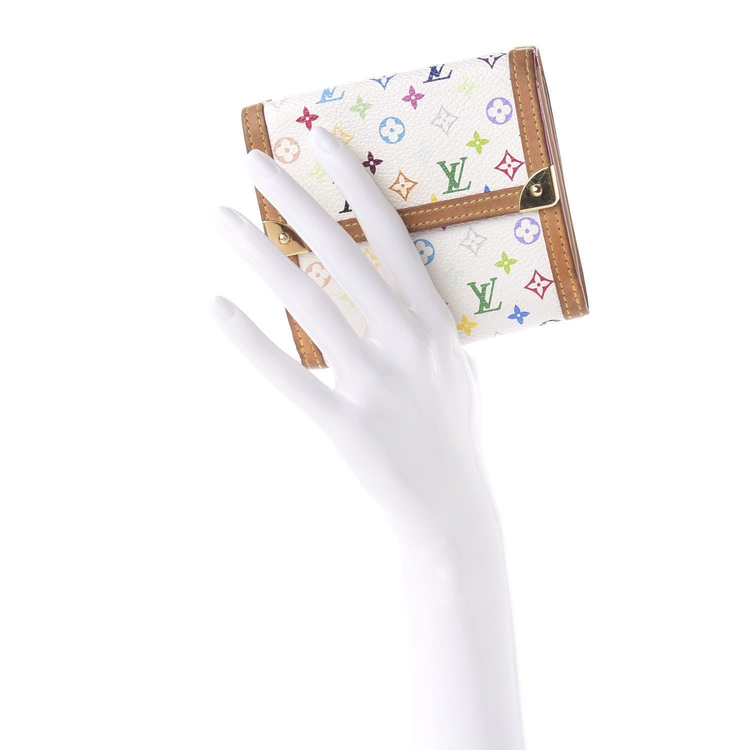 Louis Vuitton Monogram Multicolor Porte-Monnaie Billets Wallet White 2 of 10