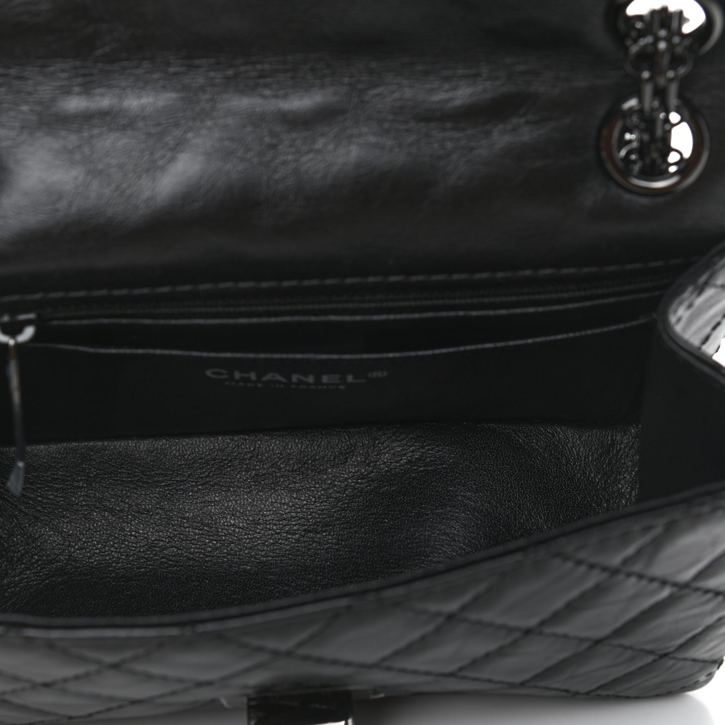 Aged Calfskin Quilted 2.55 Reissue Mini Flap So Black