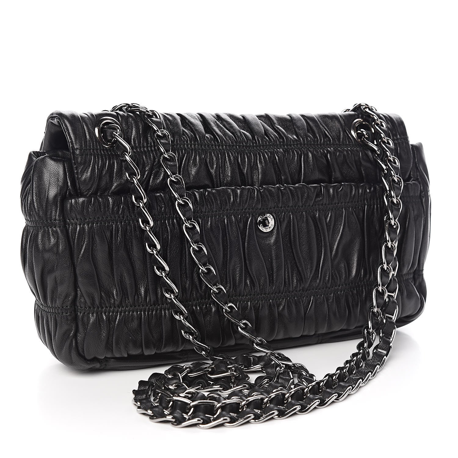 Prada Nappa Gaufre Flap Chain Shoulder Bag Black 3 of 9