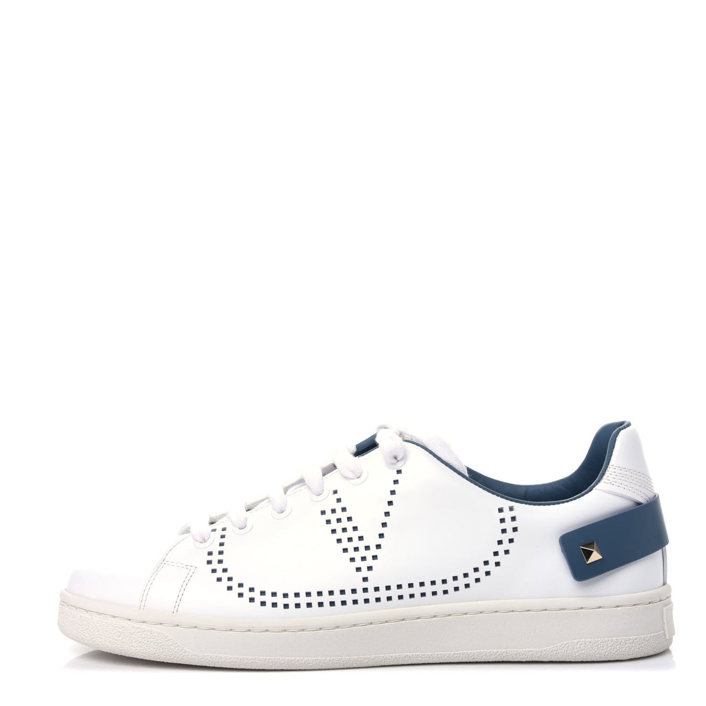Calfskin Womens Backnet Sneakers 38 White Blue