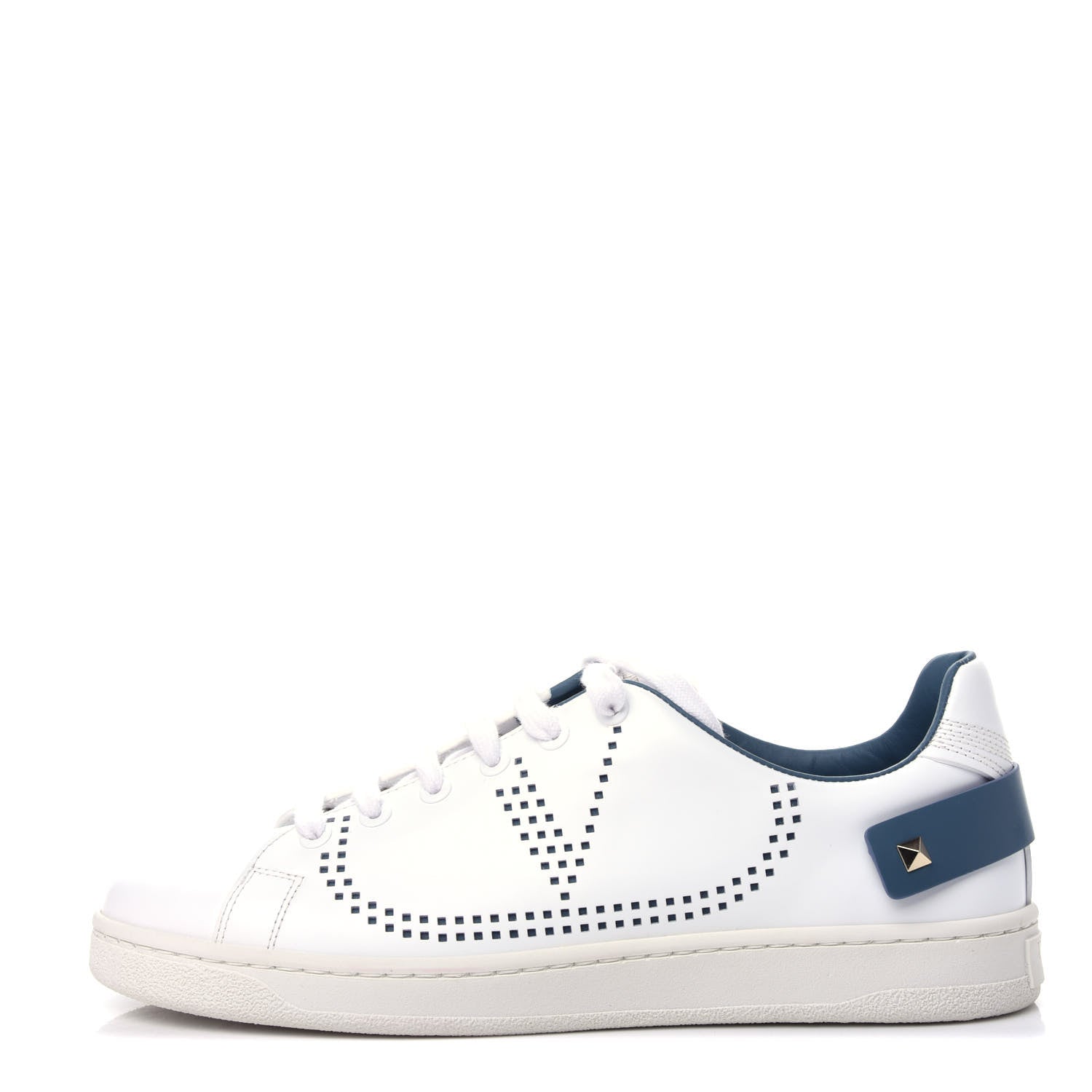 Valentino Garavani Calfskin Womens Backnet Sneakers 38 White Blue 1 of 11