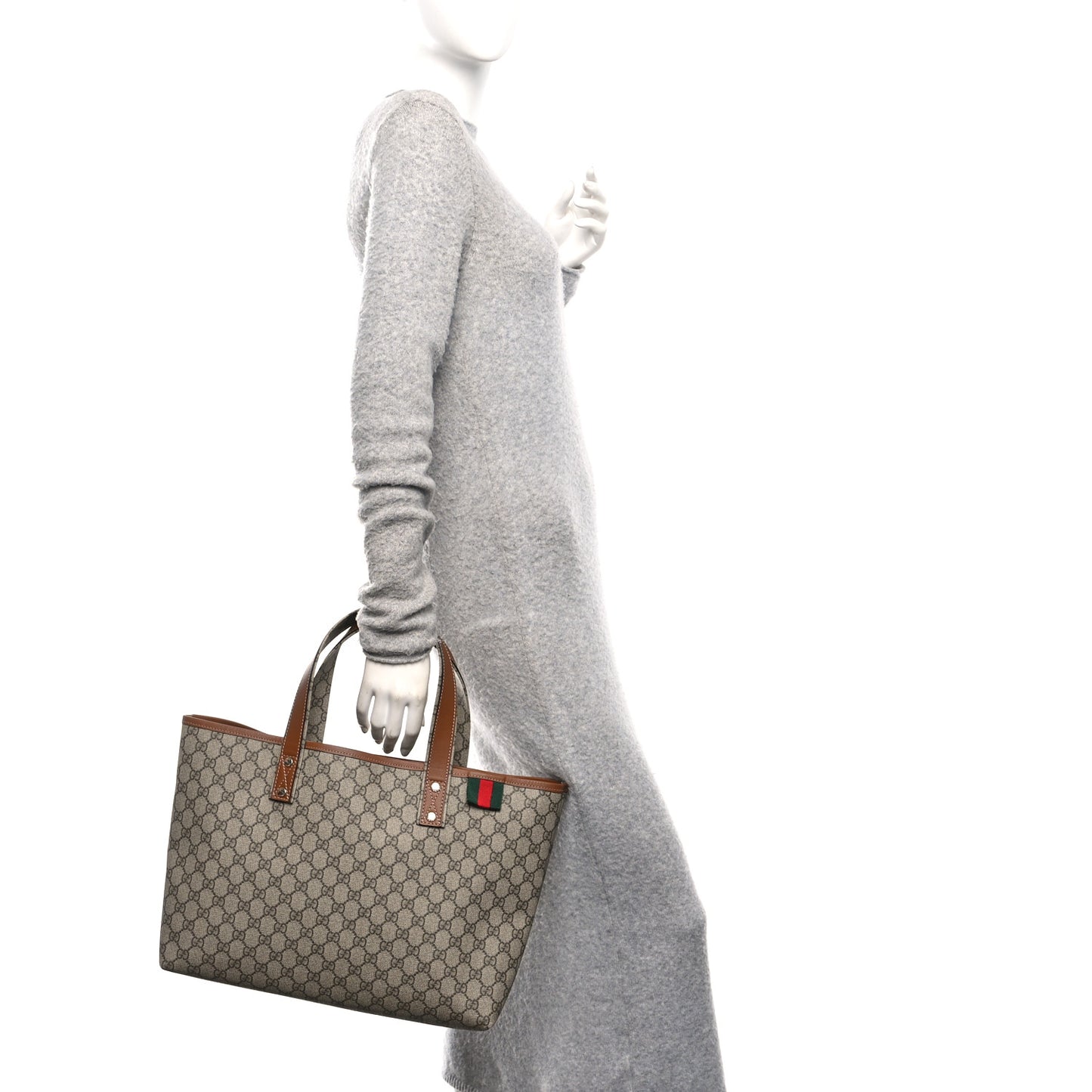 GG Plus Monogram Medium Signature Web Loop Tote Brown