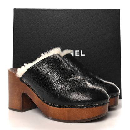 Chanel Crackled Sheepskin CC Mules 40 Black 11 of 11