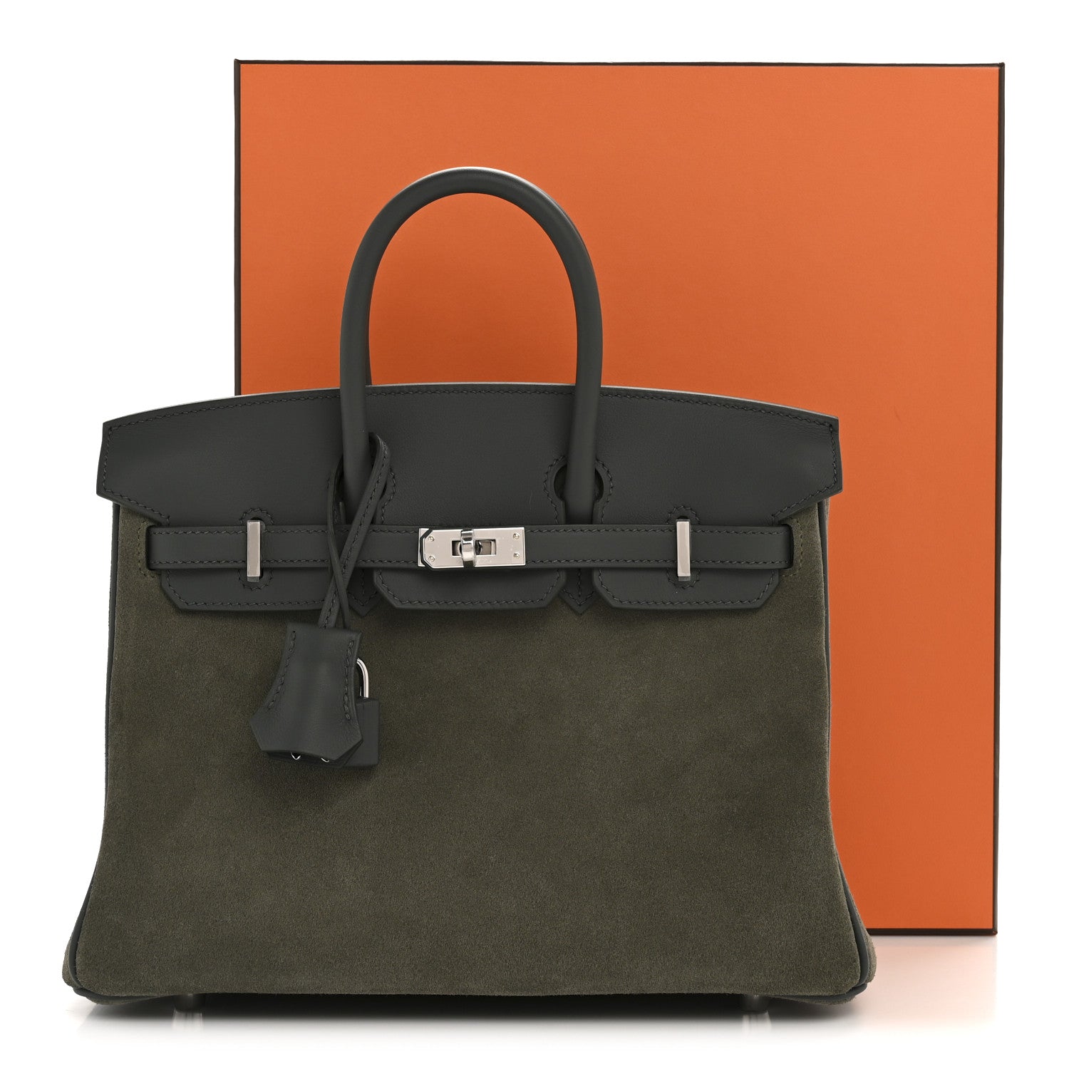 Hermes Veau Doblis Swift Grizzly Birkin 25 Vert Mangrove 10 of 10