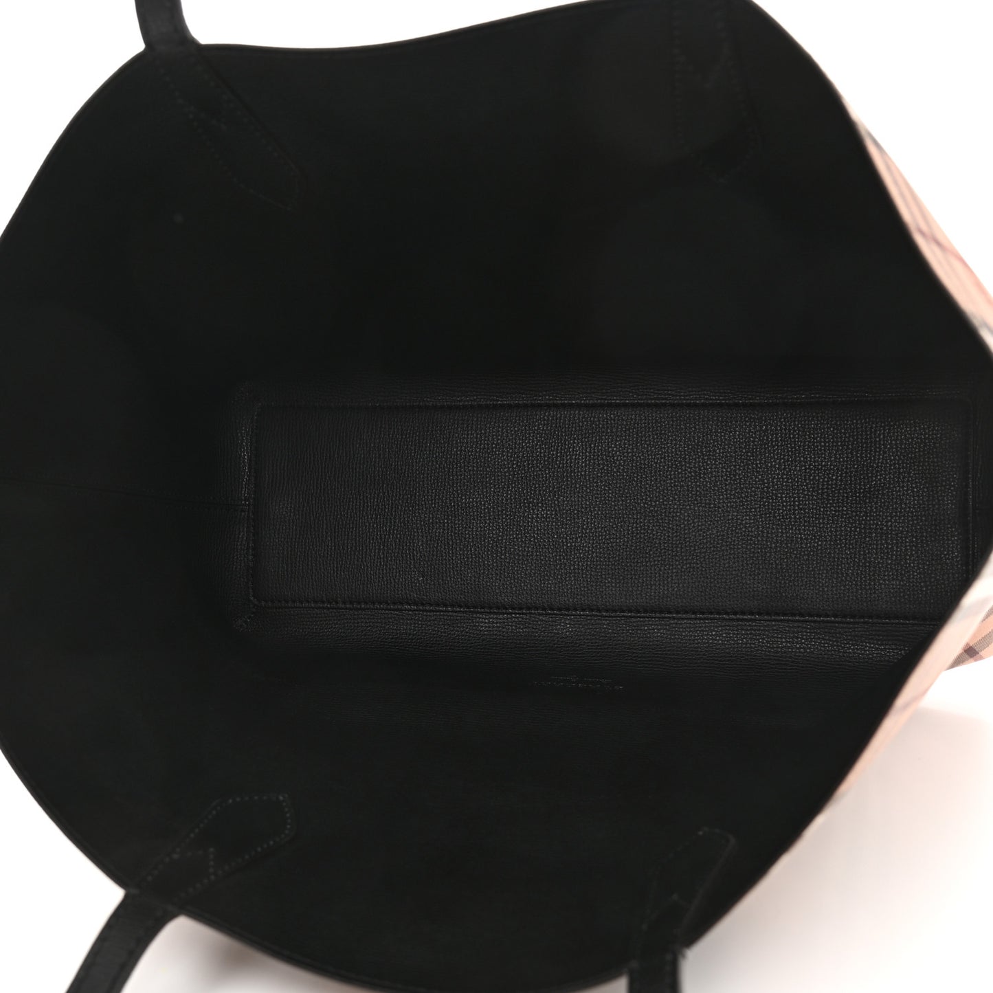 Grainy Calfskin Haymarket Check Medium Reversible Tote Black