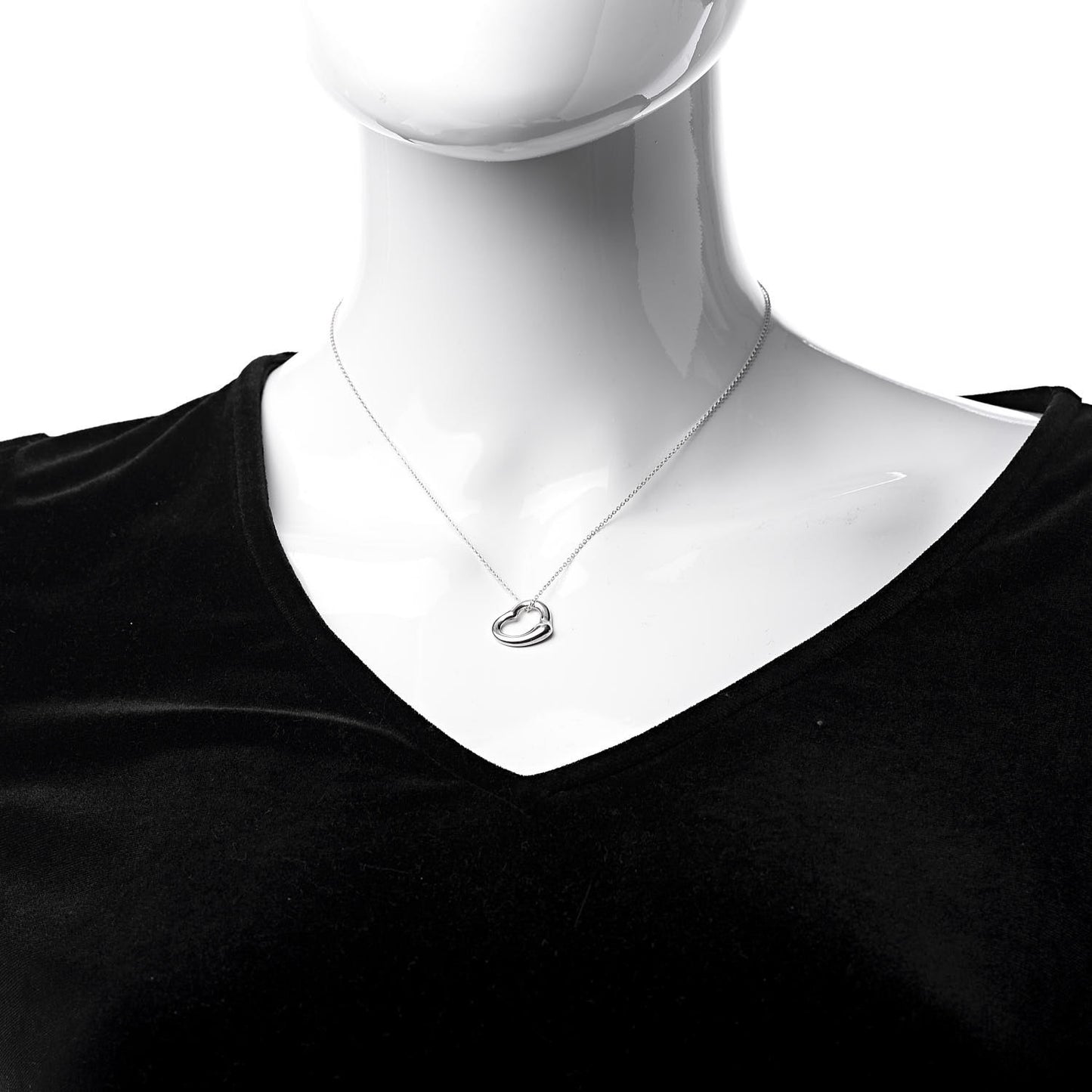 Sterling Silver 16mm Elsa Peretti Open Heart Pendant Necklace