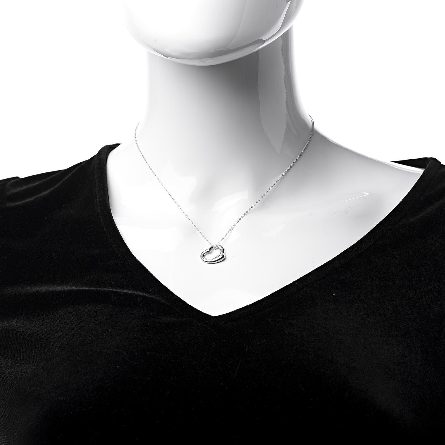 Tiffany Sterling Silver 16mm Elsa Peretti Open Heart Pendant Necklace 2 of 7