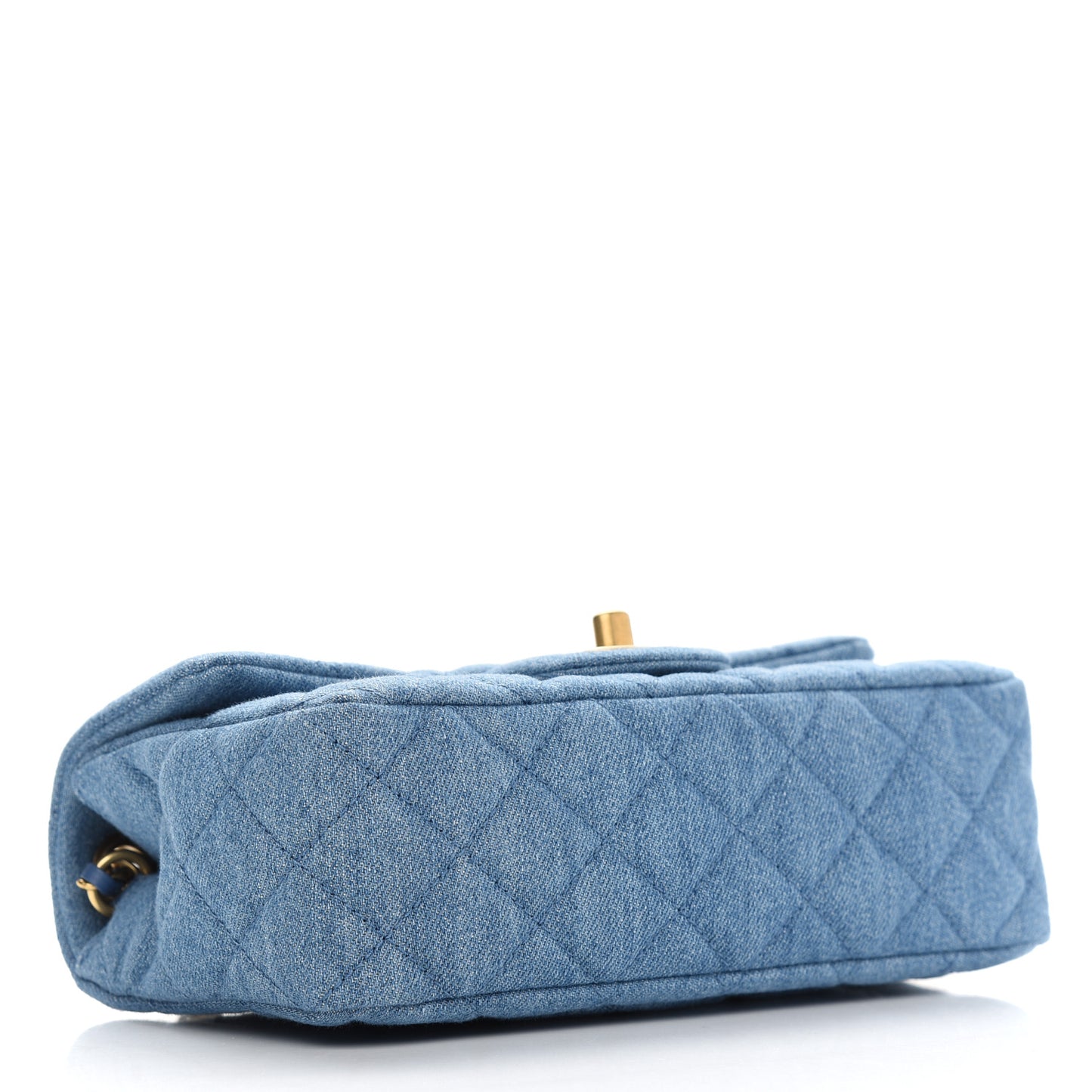 Denim Quilted Mini Pearl Crush Rectangular Flap Blue