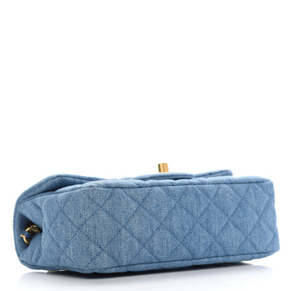 Chanel Denim Quilted Mini Pearl Crush Rectangular Flap Blue 4 of 9