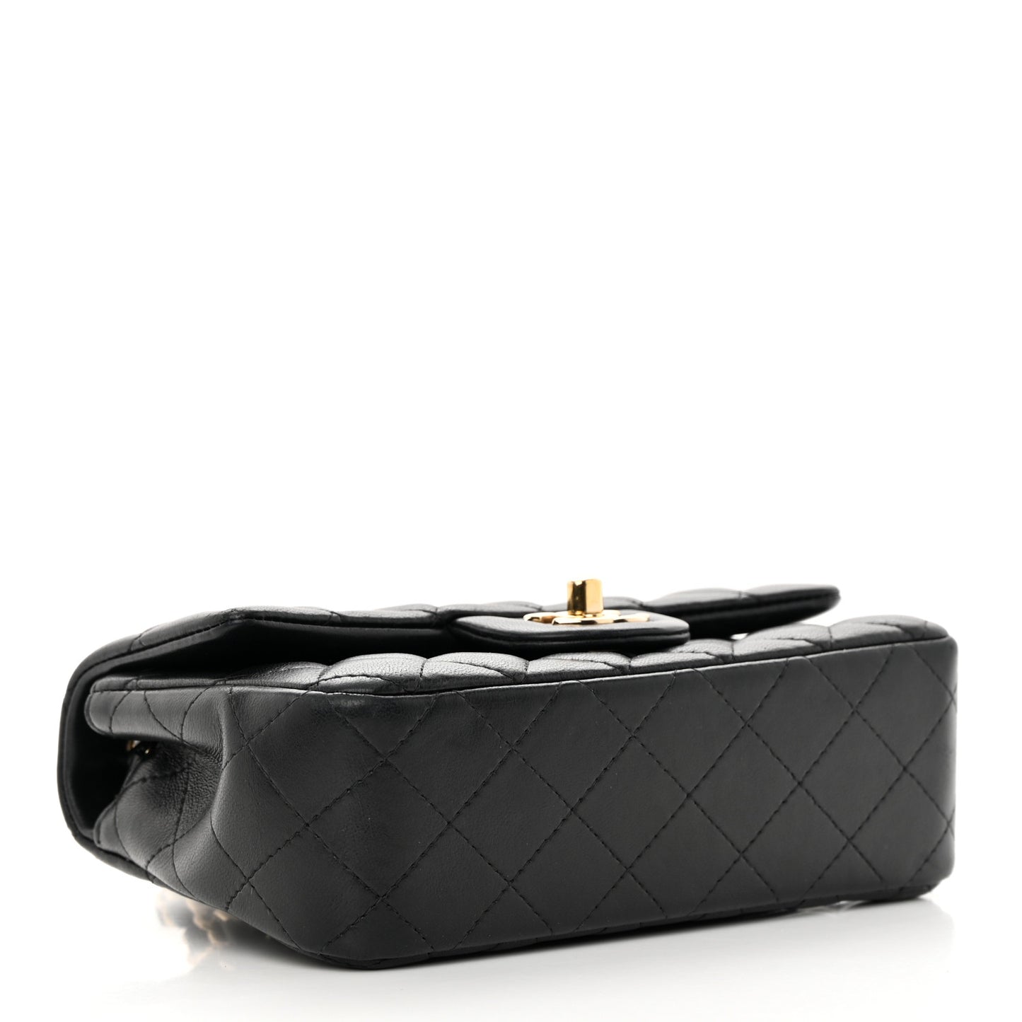 Lambskin Quilted Mini Rectangular Flap Black