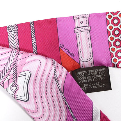 Hermes Silk Clic Clac Modern Cannage Twilly Fuchsia Rouge Rose 3 of 4