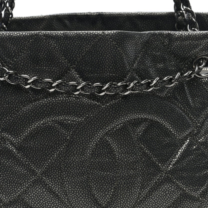 Chanel Metallic Caviar Quilted Timeless CC Shopping Tote Dark Grey 7 of 9