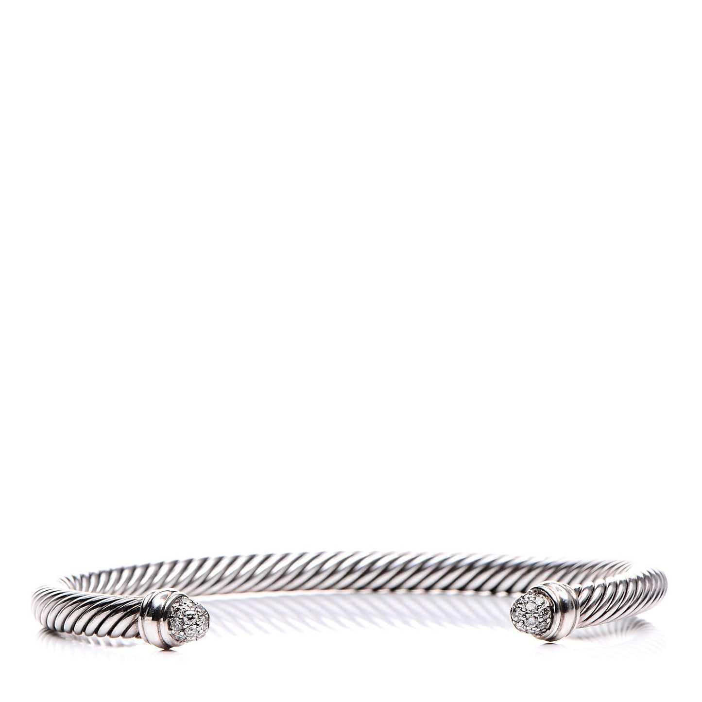 Sterling Silver Pave Diamond 5mm Cable Classics Bracelet