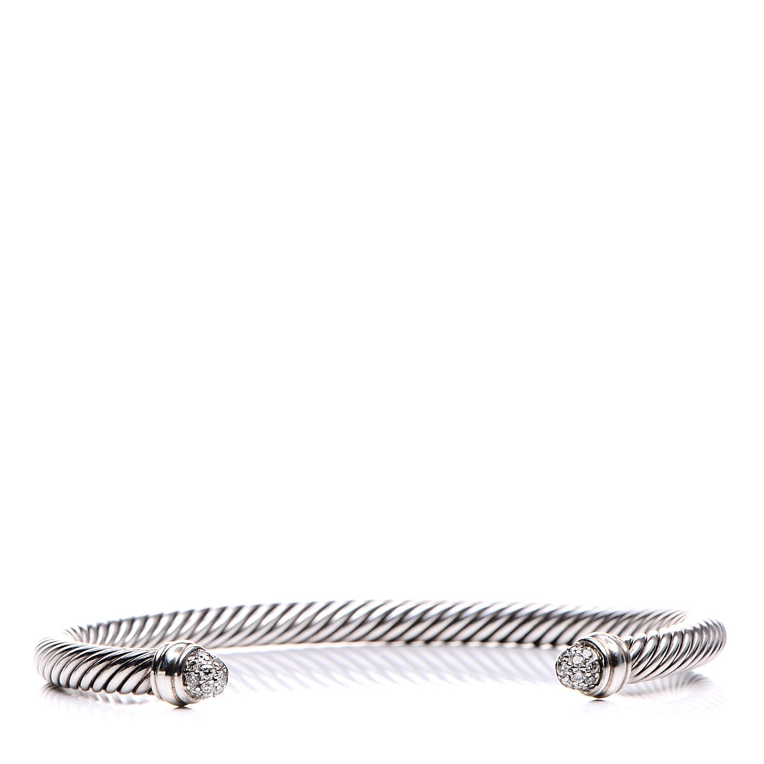 David Yurman Sterling Silver Pave Diamond 5mm Cable Classics Bracelet 1 of 5
