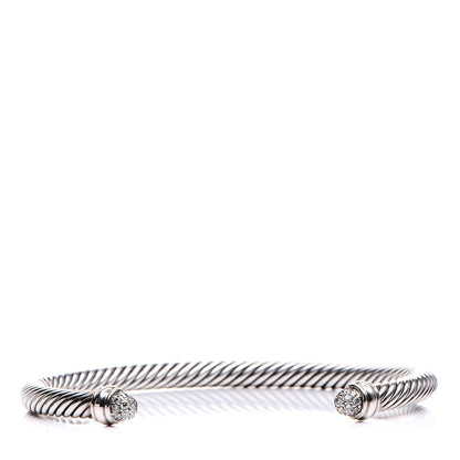 David Yurman Sterling Silver Pave Diamond 5mm Cable Classics Bracelet 1 of 5