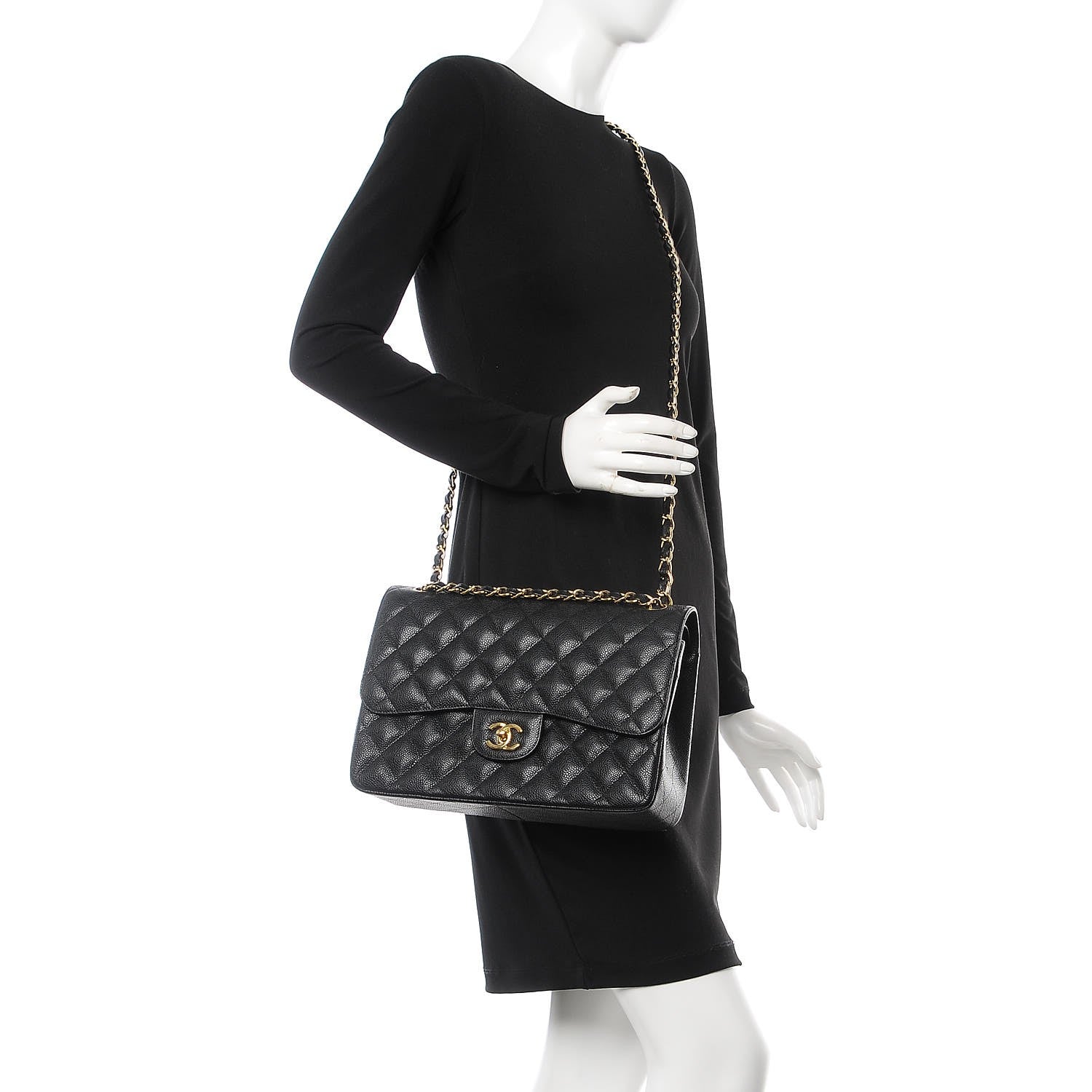 Chanel Caviar Quilted Jumbo Double Flap Black 2 of 11