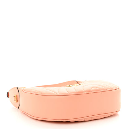 Gucci Calfskin Vertical Ring Matelasse Mini GG Marmont Half Moon Hobo Peachy Chic 4 of 11