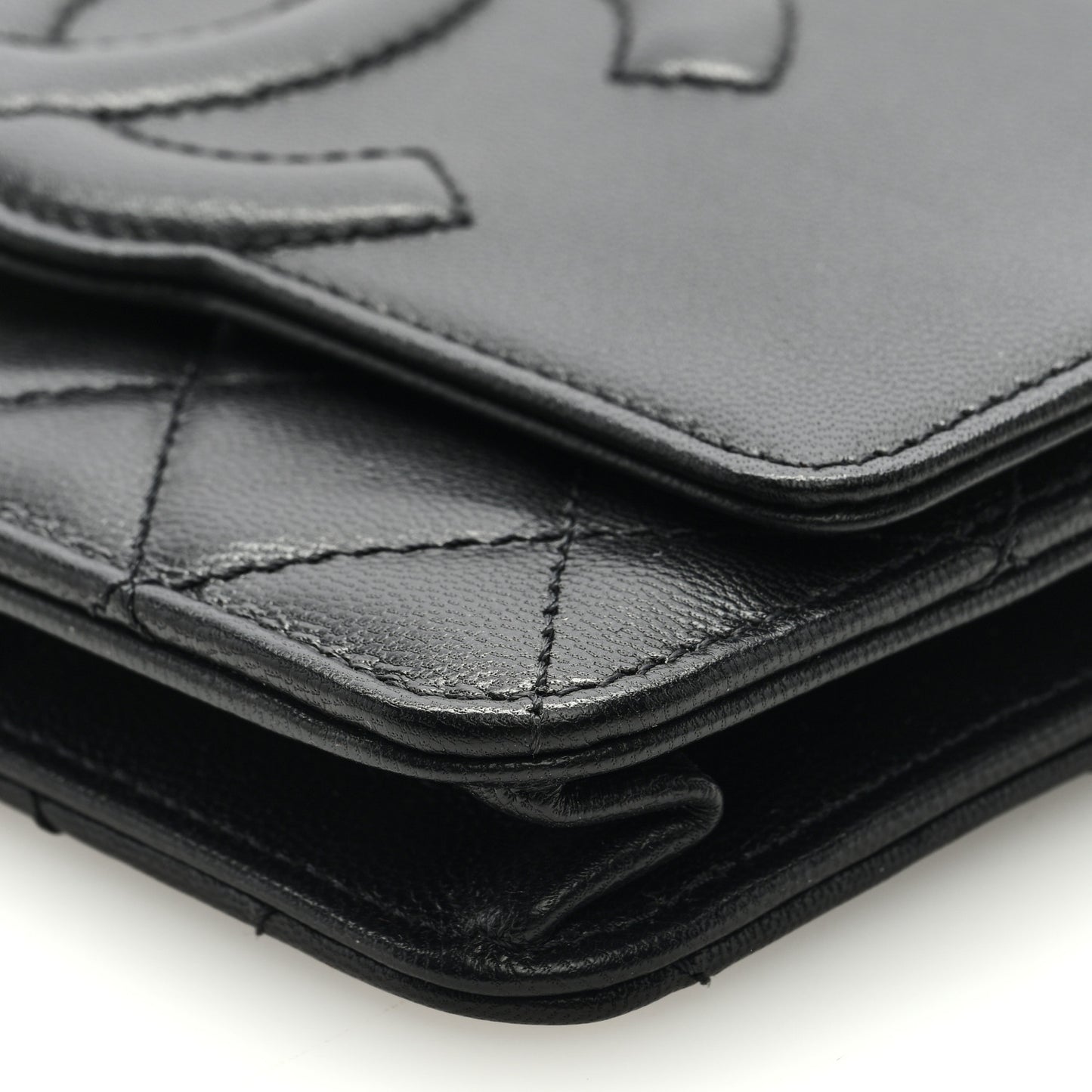 Goatskin Quilted Timeless CC Wallet On Chain WOC Black