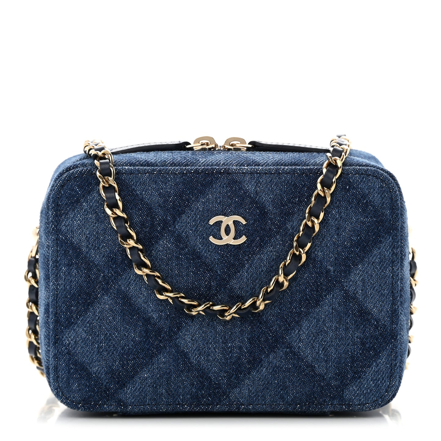 Printed Denim CC Camera Case Blue