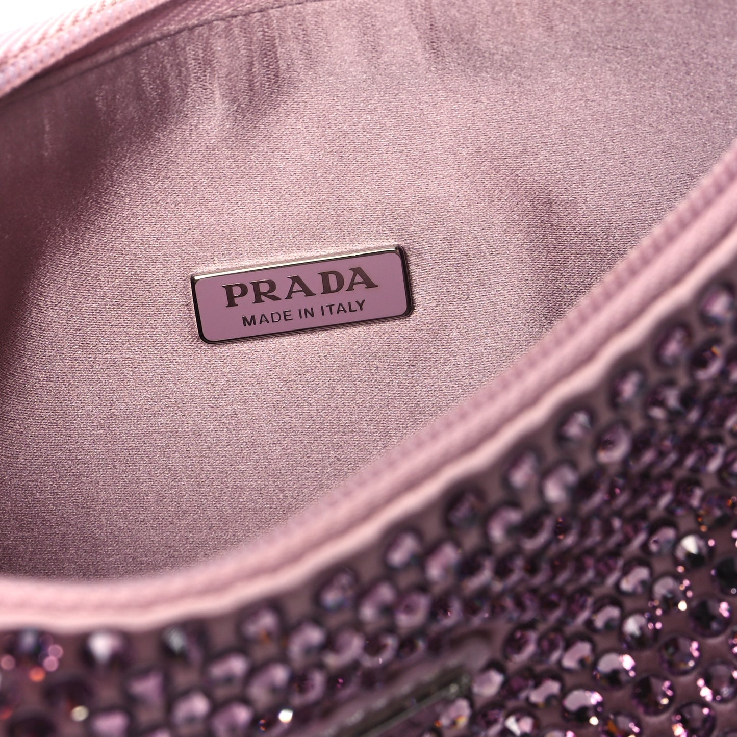 Satin Crystal Mini Re-Edition 2000 Bag Alabastro