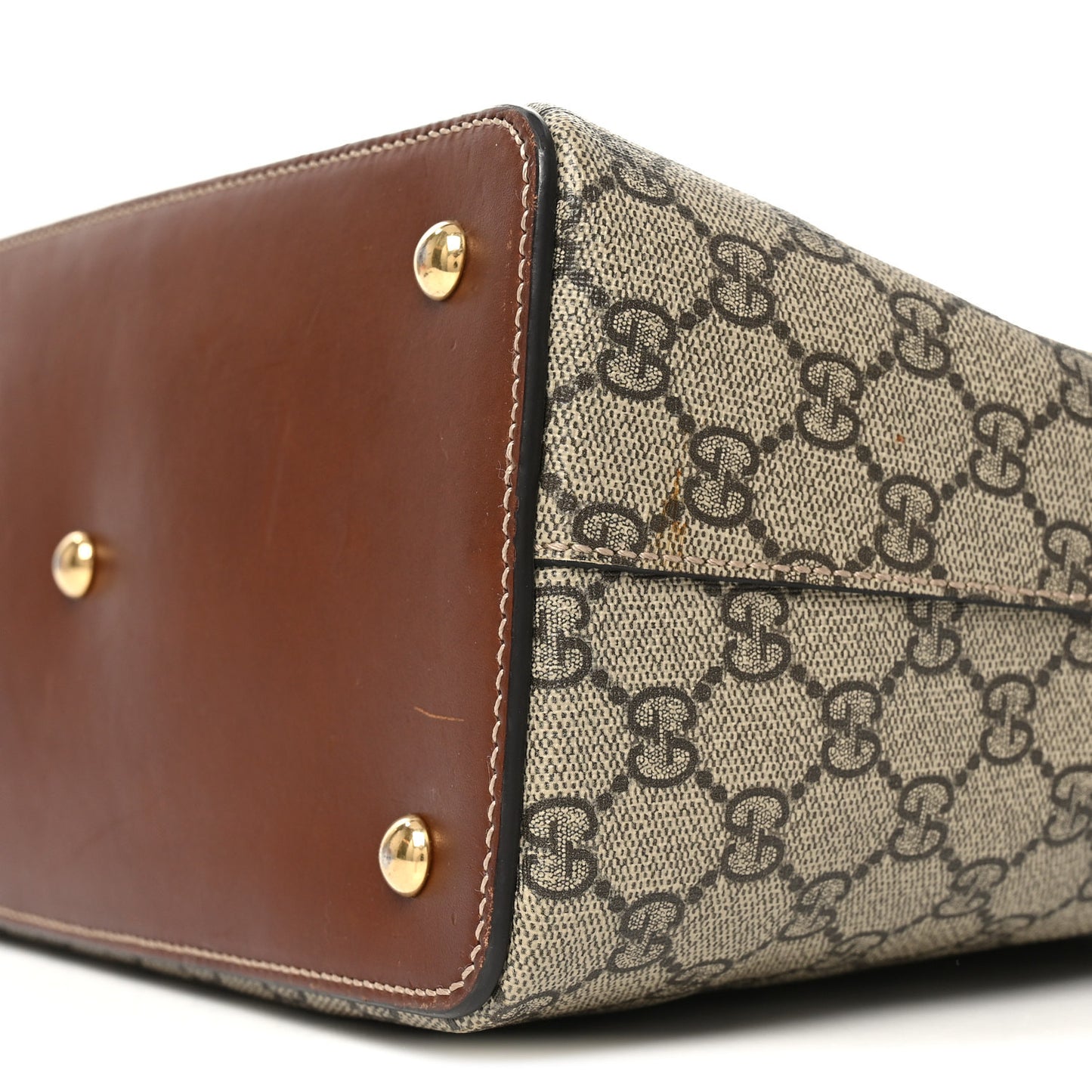 GG Supreme Monogram Linea A Foldover Tote Brown