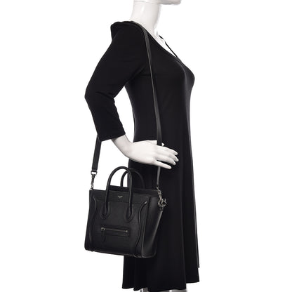 Celine Drummed Calfskin Nano Luggage Black 2 of 9
