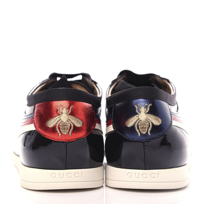 Gucci Patent Calfskin Mens Web Falacer Sneakers 8 Black 7 of 12