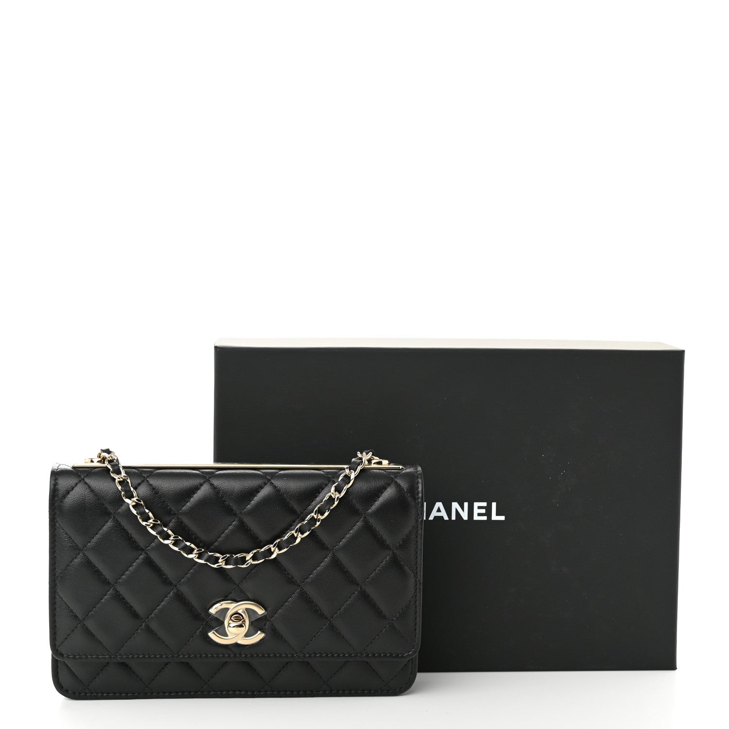 Chanel Lambskin Quilted Trendy CC Wallet On Chain WOC Black 13 of 13