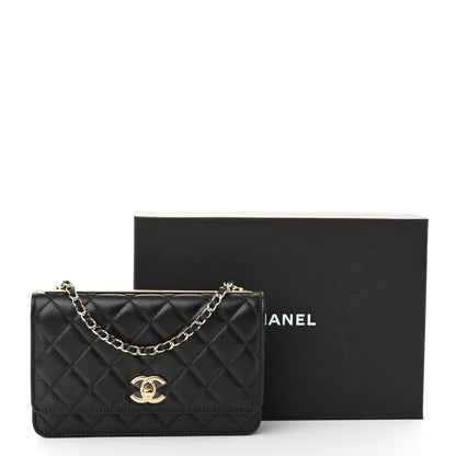 Chanel Lambskin Quilted Trendy CC Wallet On Chain WOC Black 13 of 13