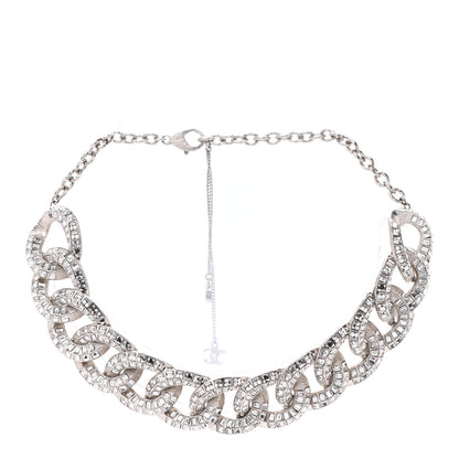 Chanel Baguette Crystal CC Chain Link Choker Necklace Silver 1 of 7