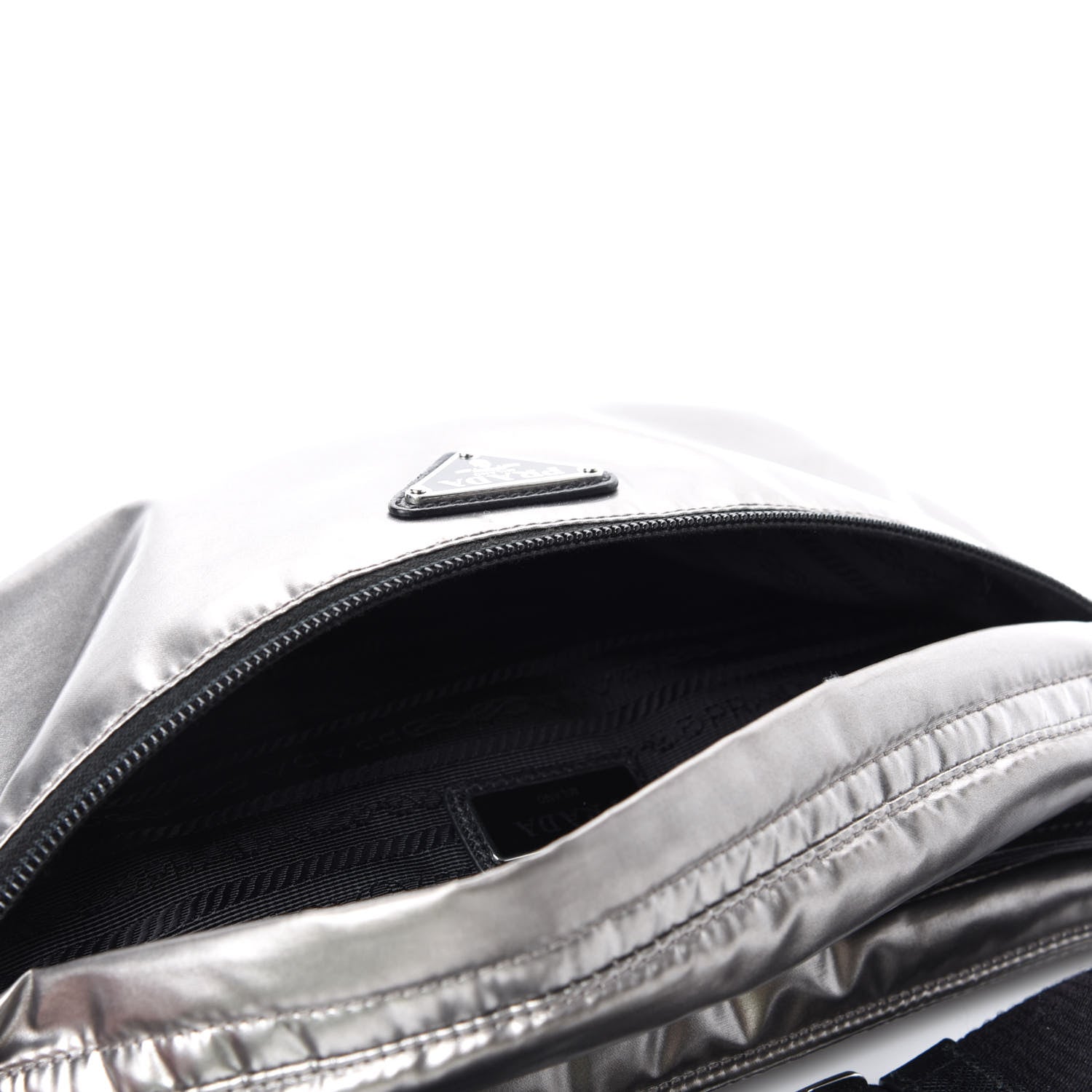 Prada Metallic Tessuto Nylon Metal Belt Bag Ferro 5 of 11