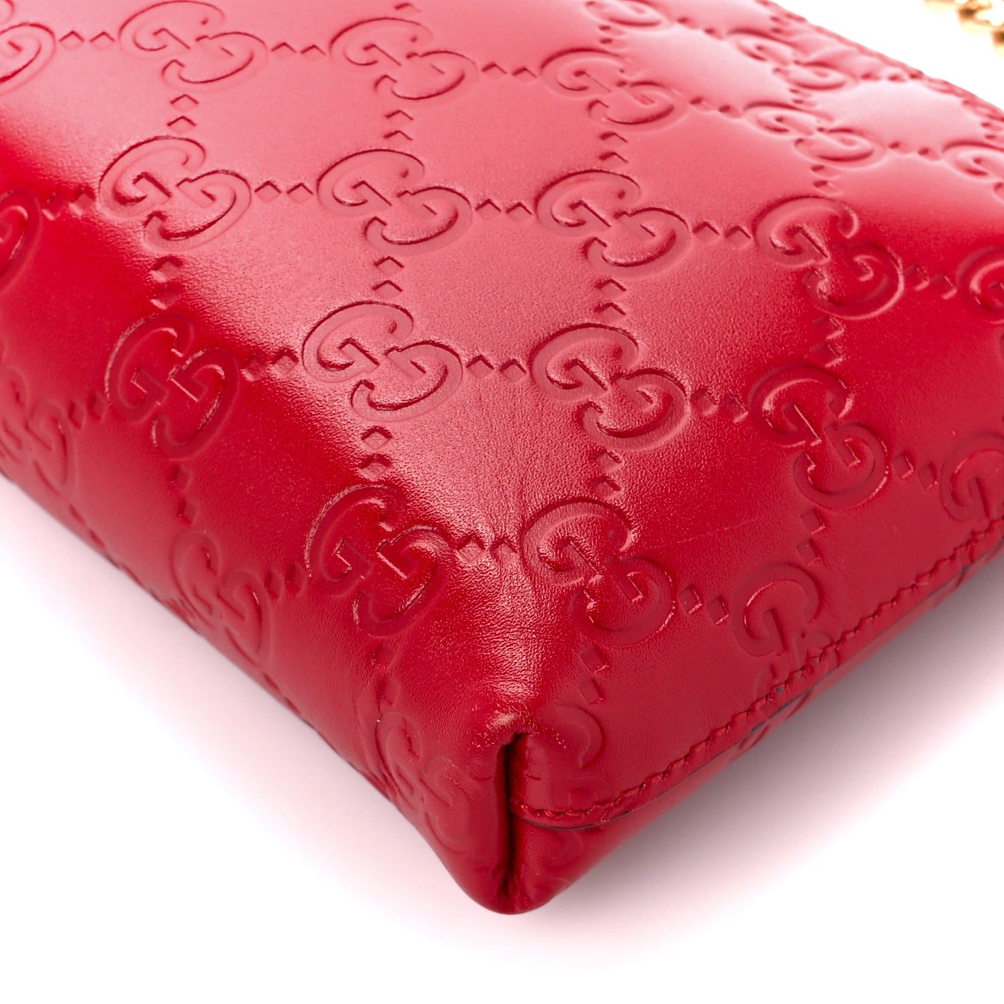 Guccissima Signature Wrist Wallet Hibiscus Red