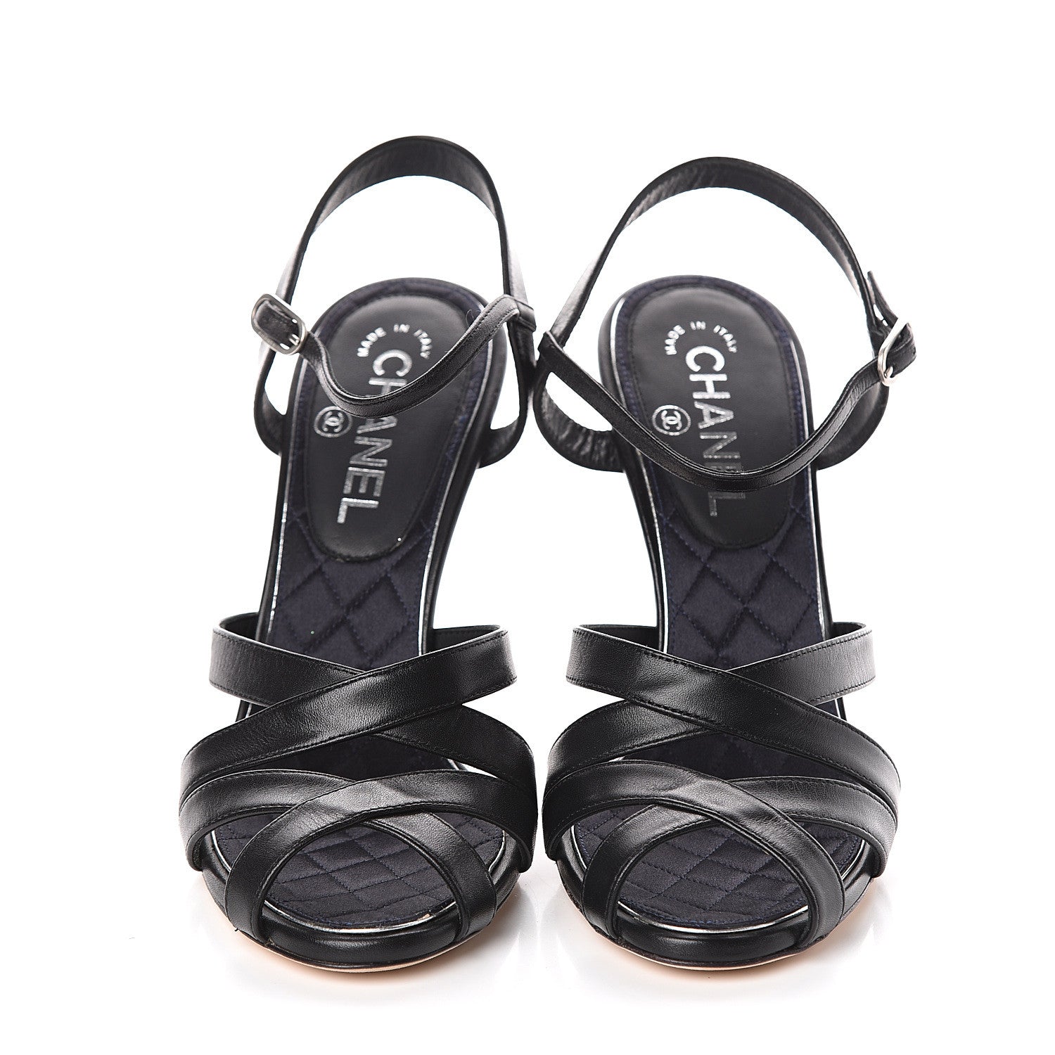 Chanel Lambskin Crystal CC Sandals 39 Black 2 of 9