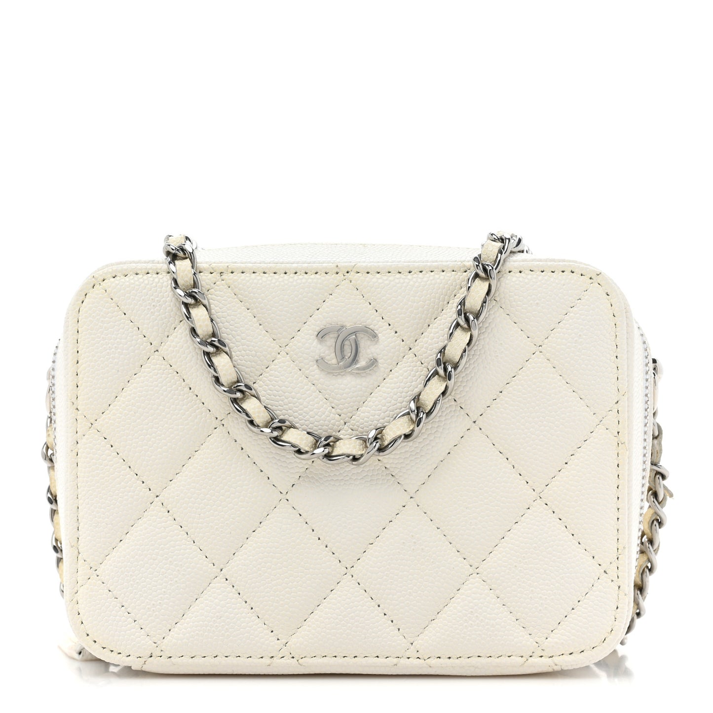 Caviar Quilted Camera Bag White