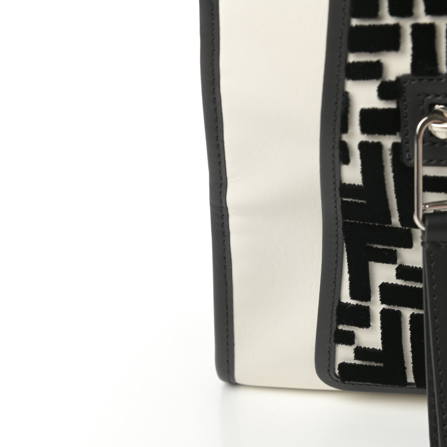 Vitello Century Velvet F is Fendi FF Embroidered Regular Runaway Satchel White Black