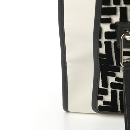 Fendi Vitello Century Velvet F is Fendi FF Embroidered Regular Runaway Satchel White Black 11 of 11
