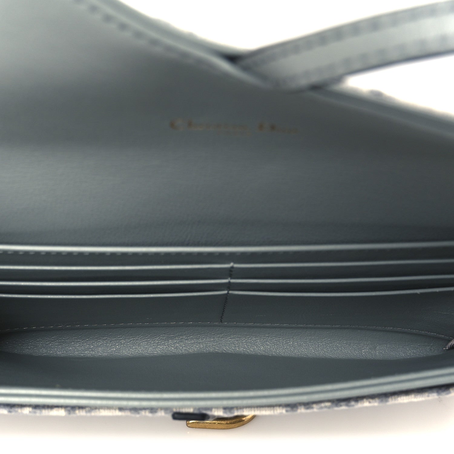 Christian Dior Oblique Saddle Chain Long Wallet Grey 6 of 13