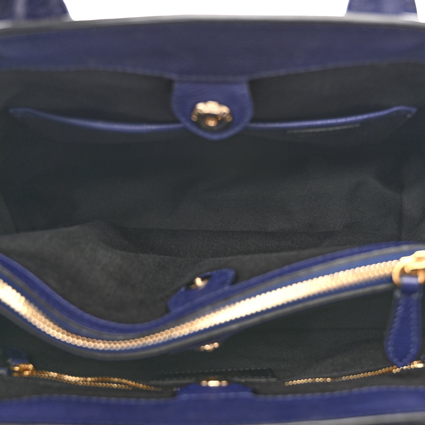 Derby Calfskin House Check Medium Banner Tote Ink Blue