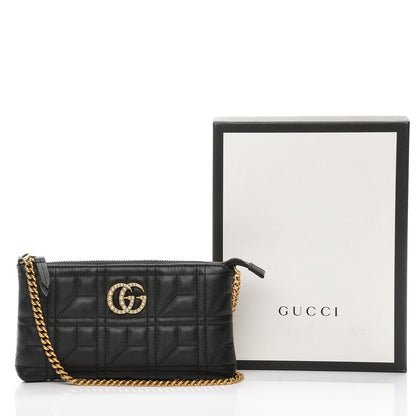 Gucci Calfskin Matelasse Mini Pearly GG Marmont Chain Bag Black 8 of 8