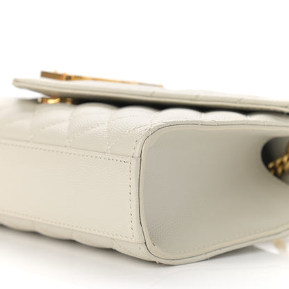 Saint Laurent Grain De Poudre Textured Mixed Matelasse Triquilt Small Monogram Satchel Crema Soft 10 of 13