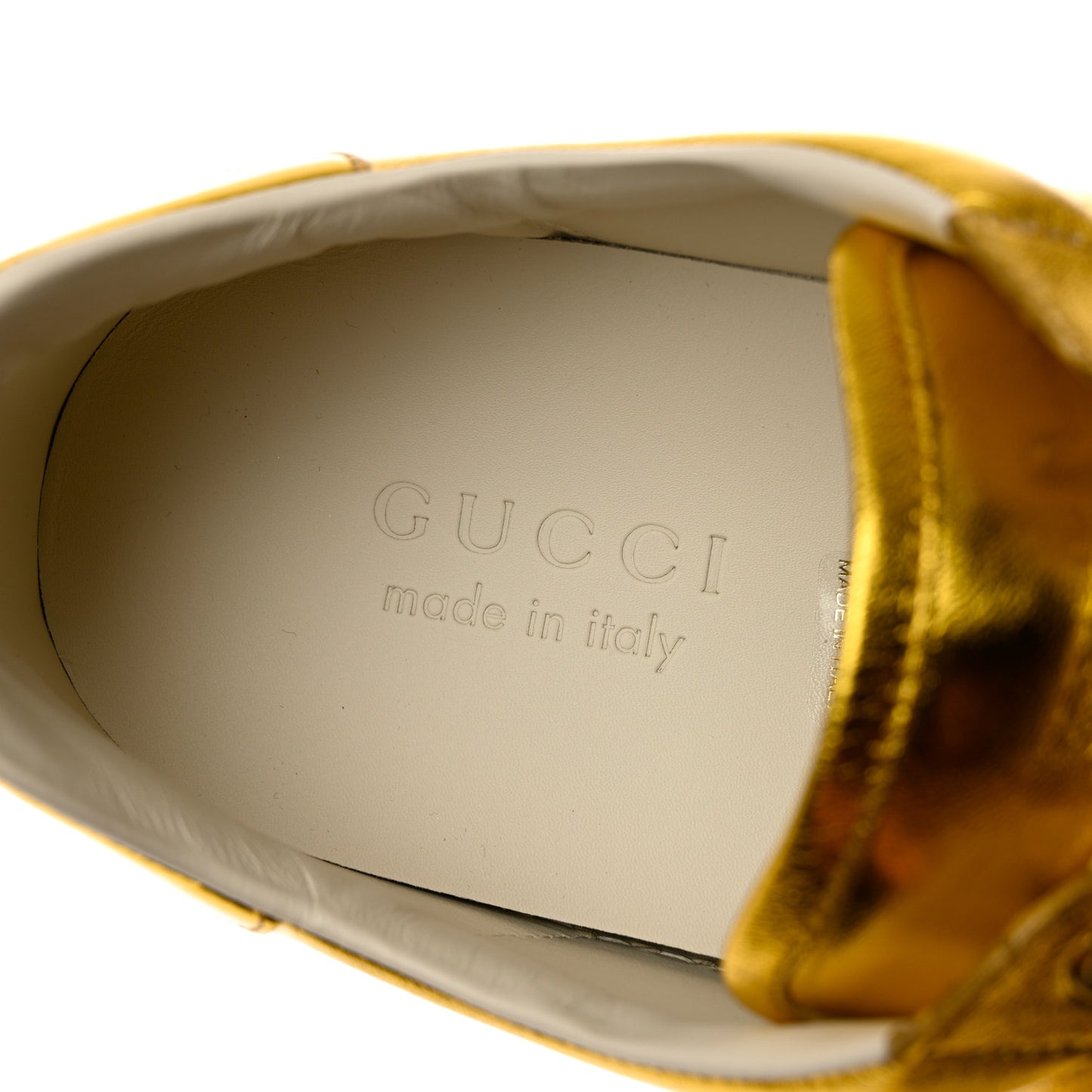 Metallic Nappa Interlocking G Perforated Mens Ace Sneakers 9 Oro Vecchio