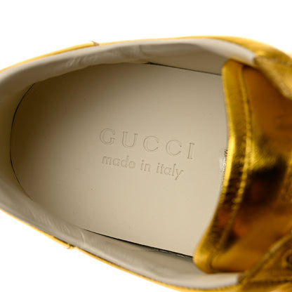 Gucci Metallic Nappa Interlocking G Perforated Mens Ace Sneakers 9 Oro Vecchio 7 of 9