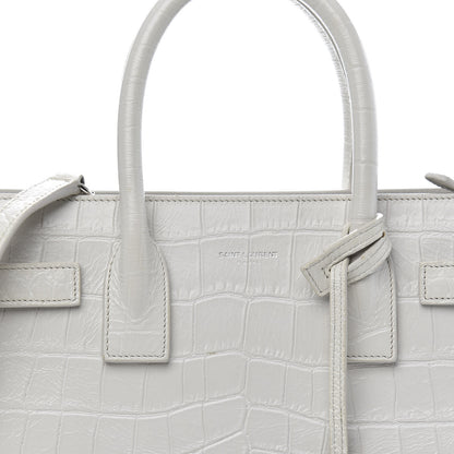Saint Laurent Calfskin Crocodile Embossed Baby Sac De Jour Gris Perle 7 of 9