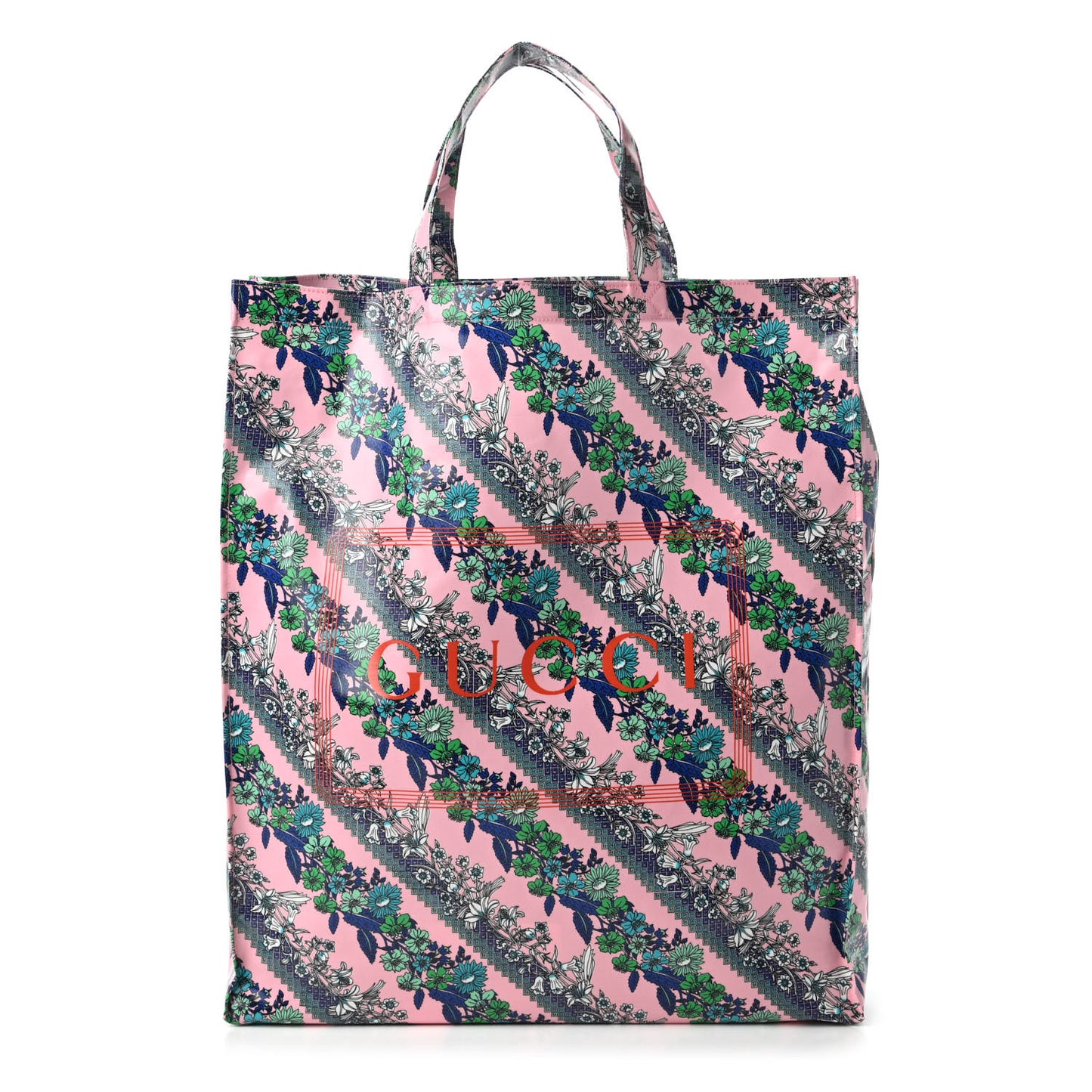 Patent Canvas Frame Logo Bouquet Print Vertical Tote Pink Daisy
