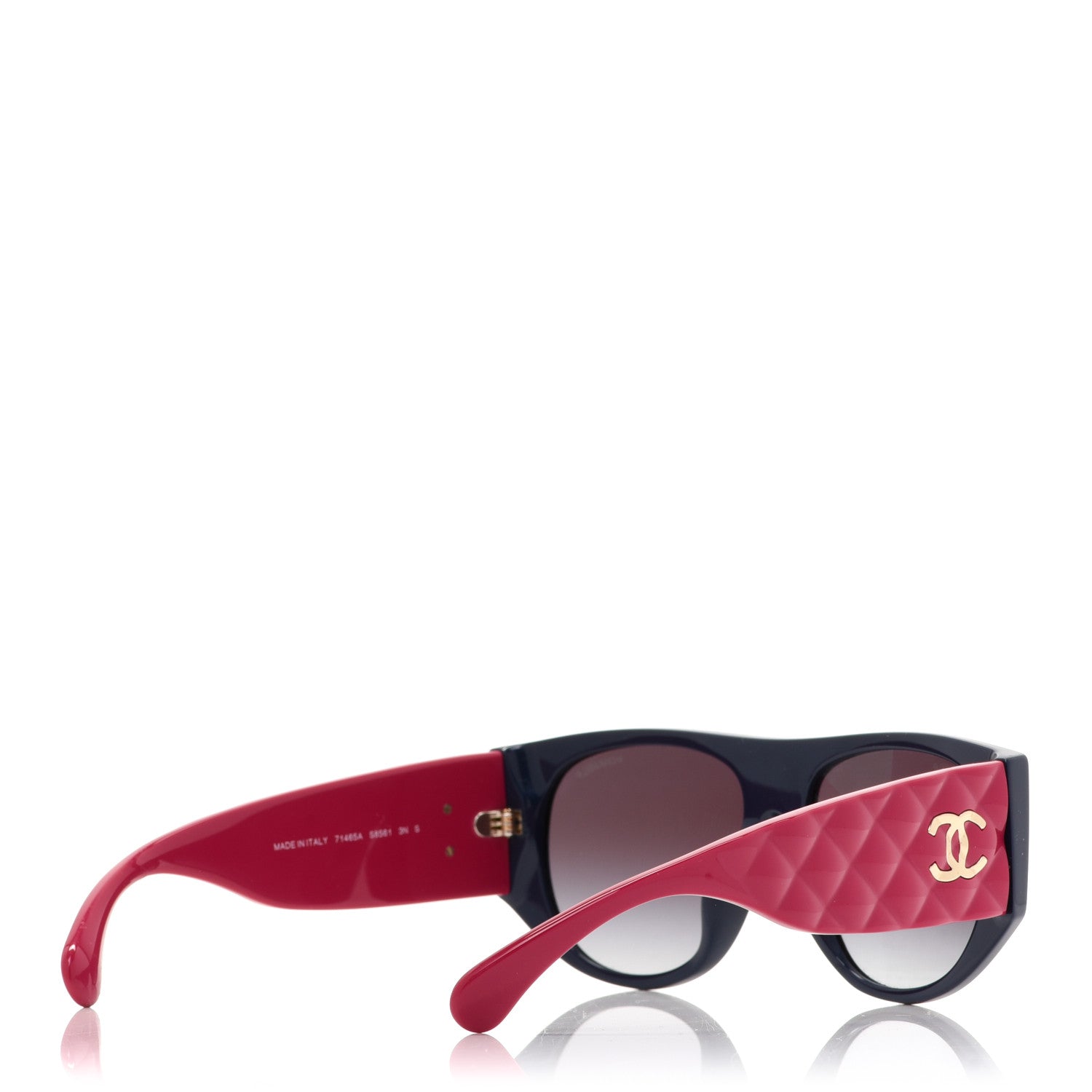 Chanel Acetate Quilted CC Pilot Sunglasses 71465 Blue Red 4 of 7