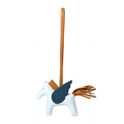 Hermes Milo Lambskin Grigri Rodeo Pegase Horse Bag Charm PM Bleu Brume Sesame Vert Bosphore 1 of 5