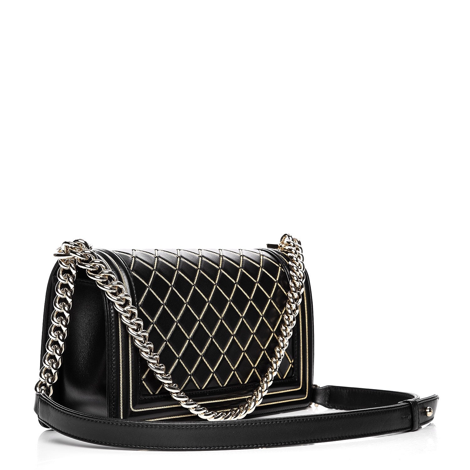 Chanel Lambskin Chain Quilted Medium Boy Flap Black 3 of 8