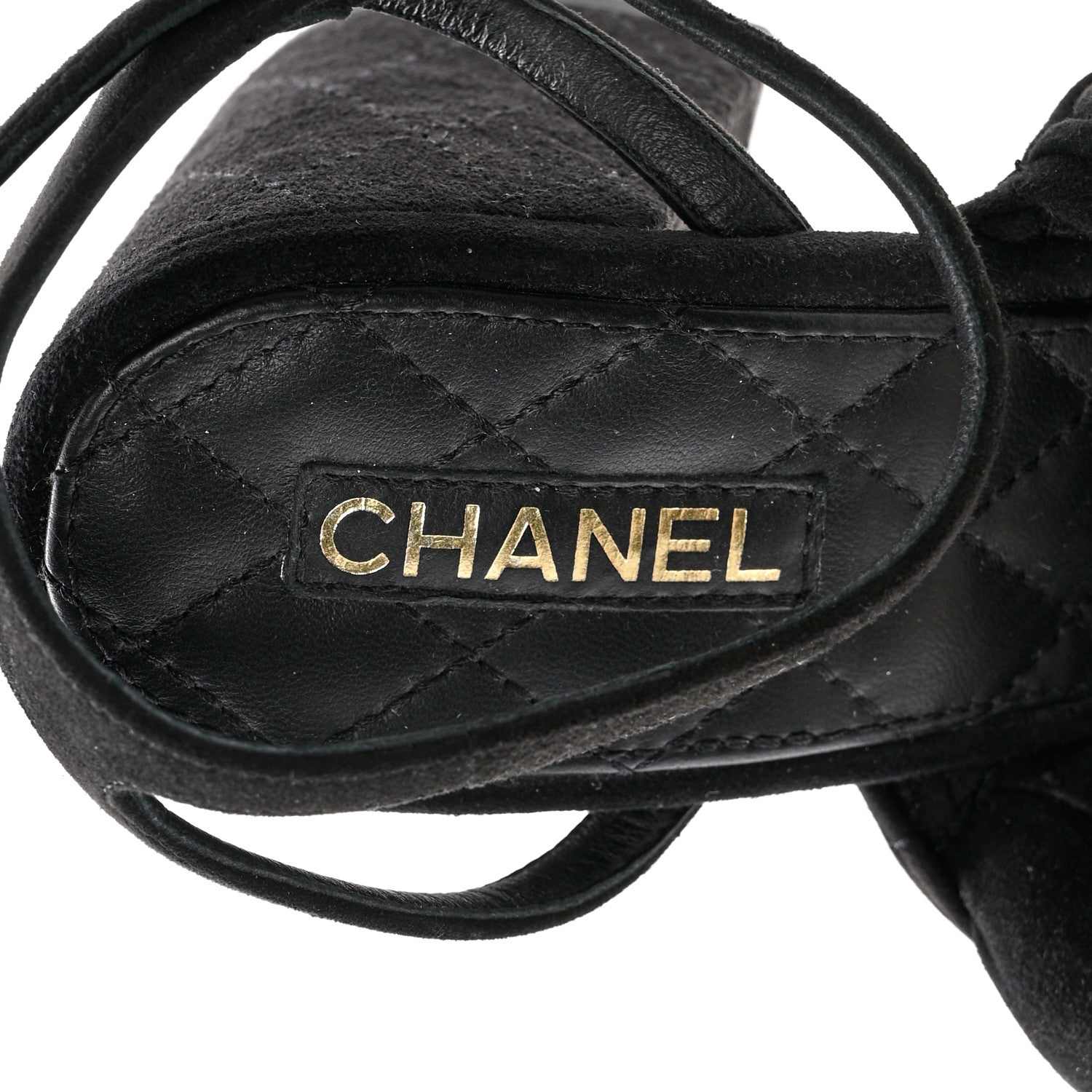 Chanel Kid Suede Chain Braided Sandals 37 Black 6 of 10